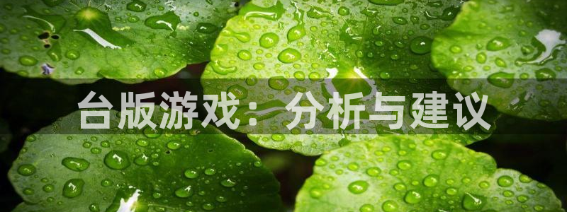 db电竞官网是境外的吗：台版游戏：分析与建议