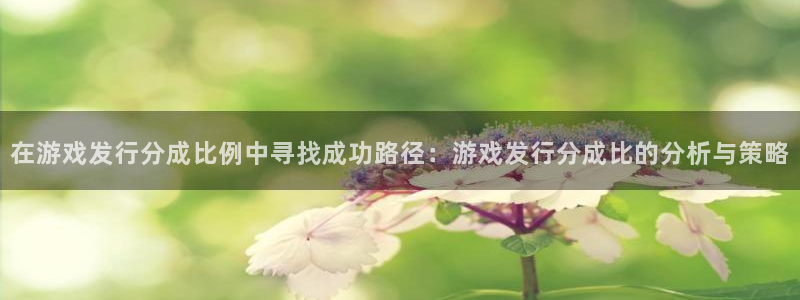广东db电竞：在游戏发行分成比例中寻找成功路径：游戏发行分成比的分析与策略